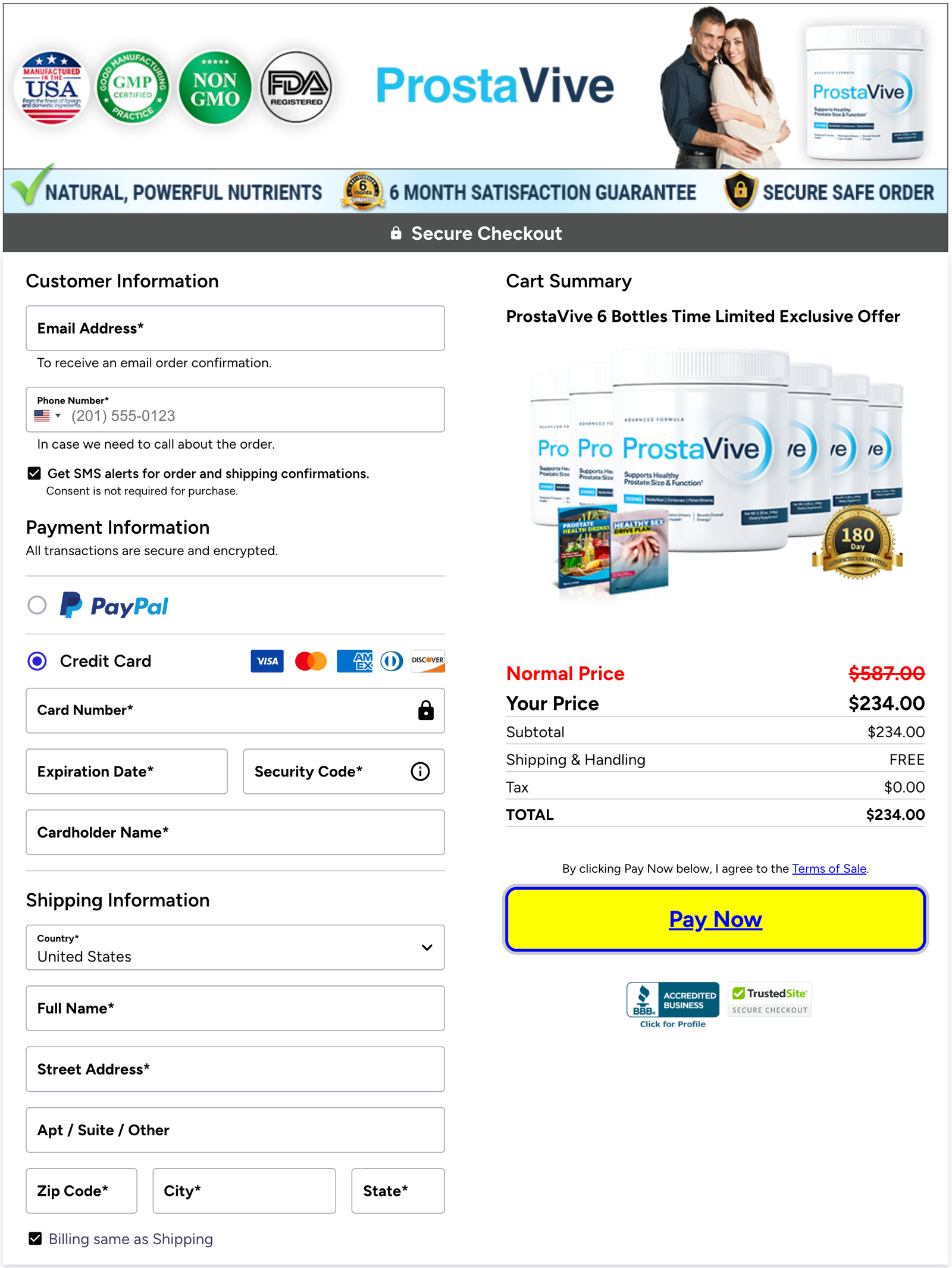 ProstaVive Checkout Page